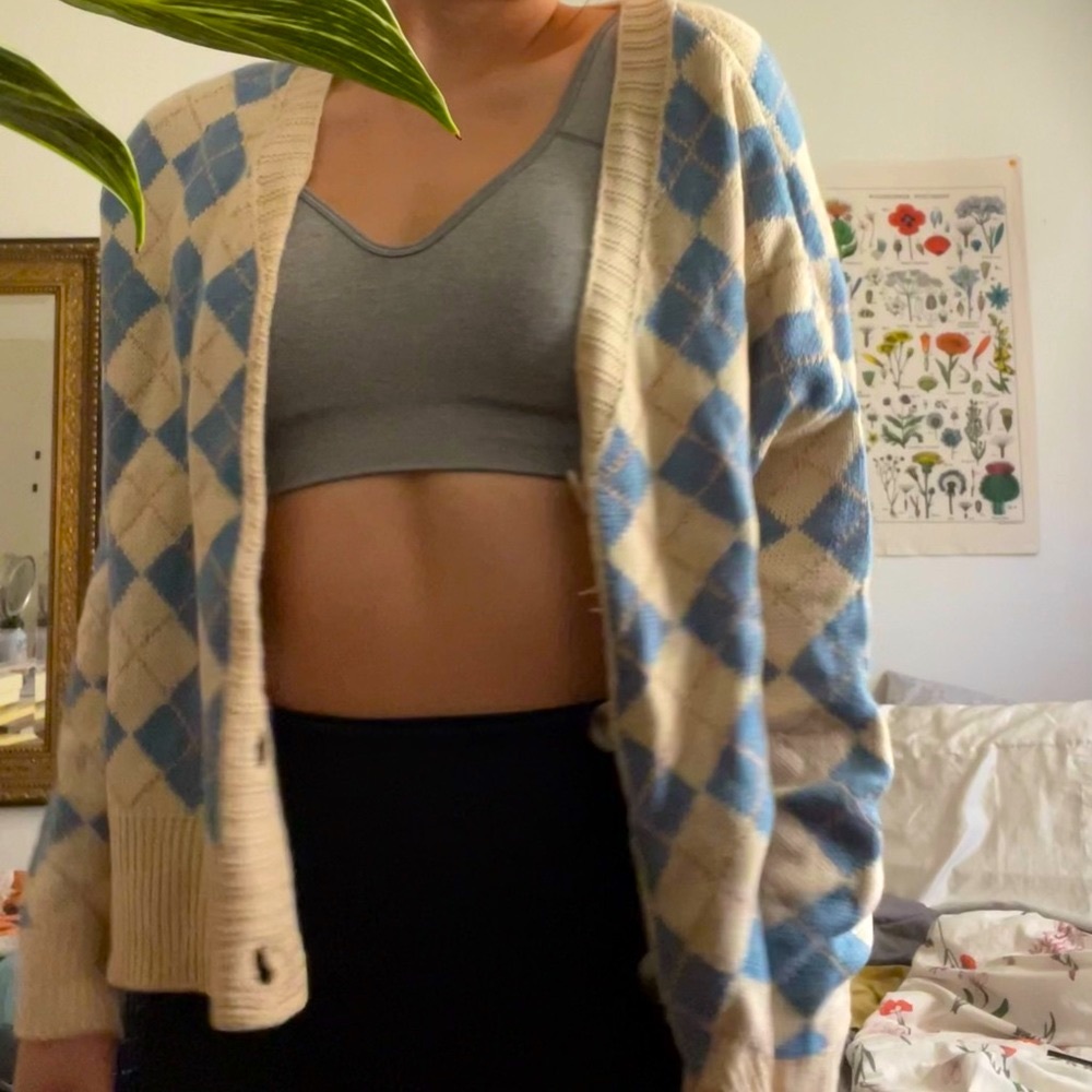 plaid knit sweater oversized fit